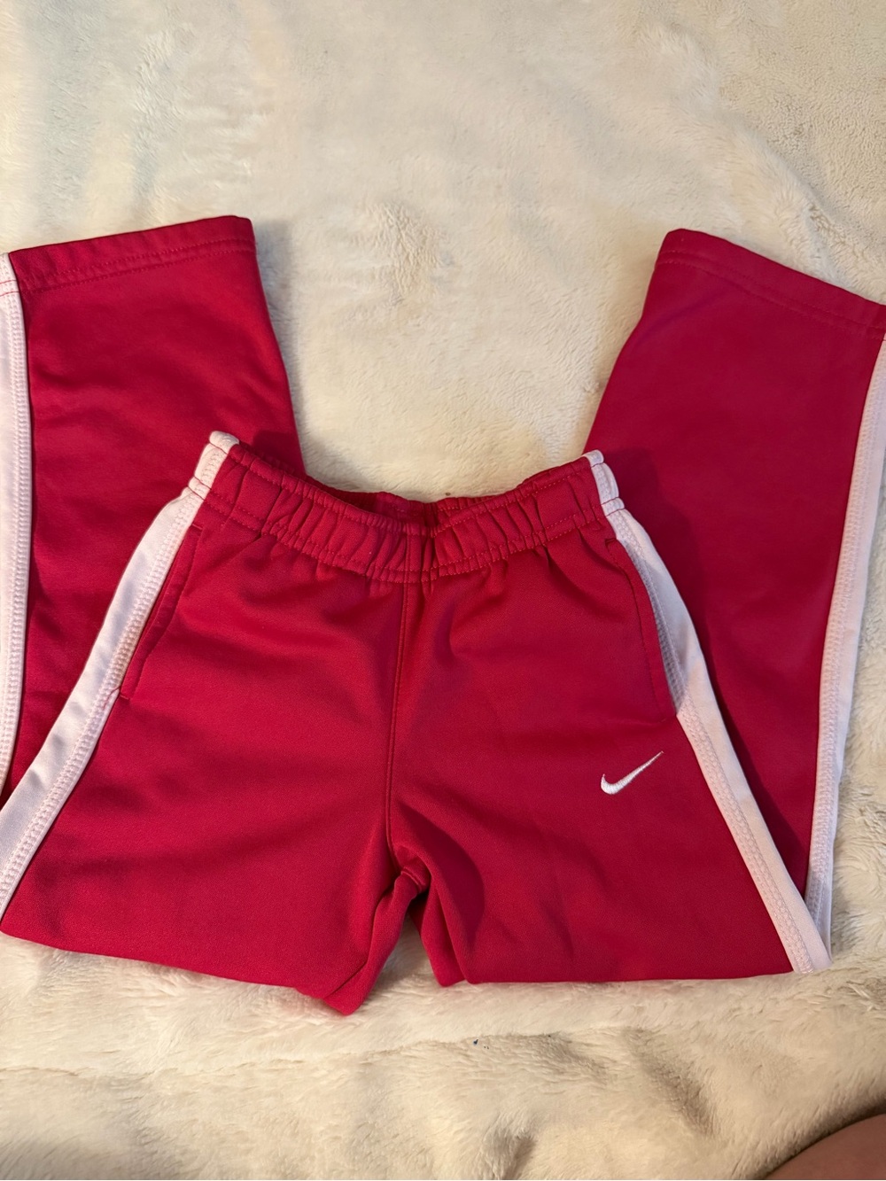 Nike Girls Pink Track Pants Size 6 White Stripe